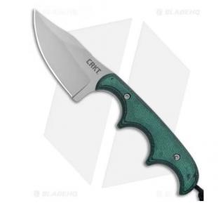 CRKT Folts Minimalist Bowie Neck Knife Black/Green Micarta (2" Bead Blast) 2387