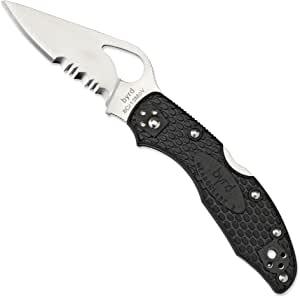Byrd by Spyderco Meadowlark 2 Lightweight Knife with 2.90" Stainless Steel Blade and Black Non-Slip FRN Handle - CombinationEdge - BY04PSBK2