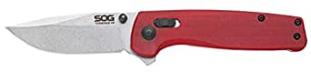 SOG Terminus XR G10 Folding Pocket Knife- Ambidextrous EDC Knife with Adjustable Belt Clip, G10 Handle, and Stonewashed Hardware- Crimson (TM1023-CP)
